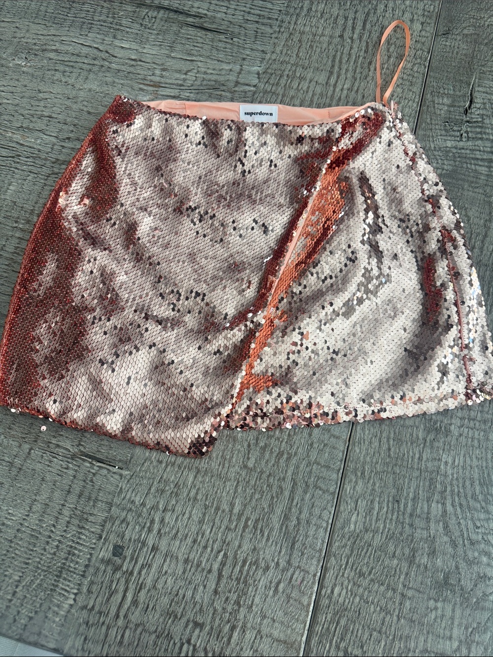 Superdown Rose Gold Sequin Mini Skirt S